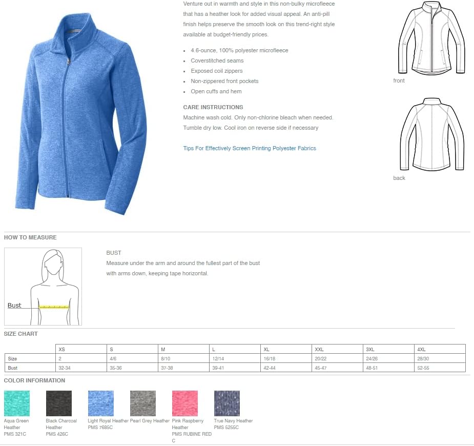 TINTA SZEM Nők L235 Egyedi Design A Saját Varrás Logó Szövegek Heather Microfleece Kabátok - 4 Színben