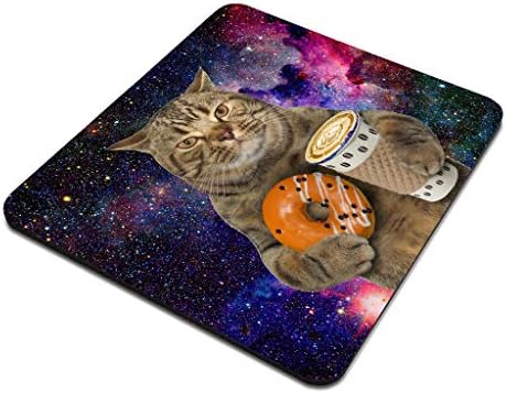 Amcove Galaxy egérpad, hogy A Hely macska Tartja, egy Csésze Kávé, Narancs Mázas Fánkot Szabott Téglalap Csúszásmentes Gumi Mousepad