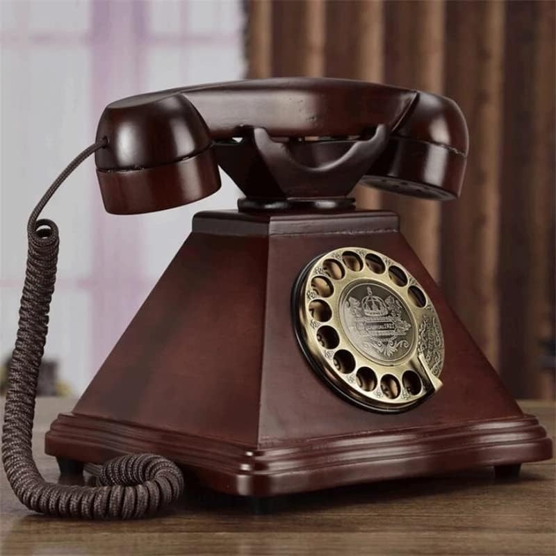N/Antik Forgó Tárcsa Vezetékes Telefon Európai Tömör Fa, Retro Vezetékes Telefon, Otthoni Irodai Telefonok