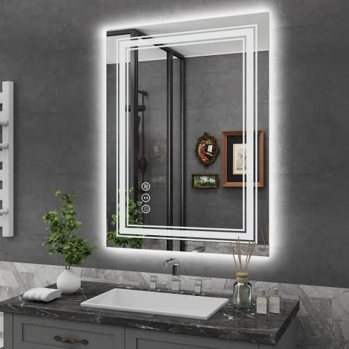 GOLOMO 24X32 LED Fürdőszoba Tükör, Megvilágított Tükör a Fürdőszoba falán, Háttérvilágítású Első világít, Szabályozható, Anti-Köd,