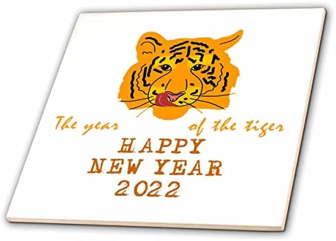 3dRose Vicces Tigris. Boldog Új Évet 2022. A tigris éve - Csempe (ct_353785_1)