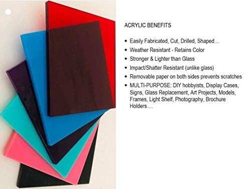 2 Csomag Szín Öntött Akril, Plexi Lap 1/8 Vastag (3mm) Könnyen vágható Műanyag, Plexi Üveg Védő Papír Jeleit, DIY Kijelző Projektek,