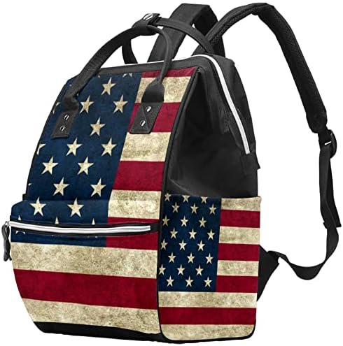 GUEROTKR Utazási Hátizsák, Pelenka táska, Hátizsák Táskában, Retro Amerikai zászló mintás