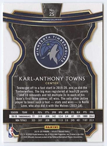 2019-20 Panini Válassza 25 Karl-Anthony Városok Minnesota Timberwolves NBA Kosárlabda Trading Card