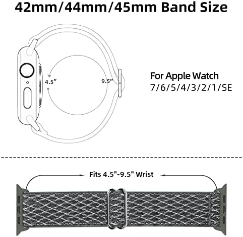 Kompatibilis Apple Nézni Zenekar 42mm 44 mm 45 mm,Rugalmas Nylon Solo Hurok Zenekar iWatch Sorozat 7 6 5 4 3 2 1 SE,Állítható Fonott