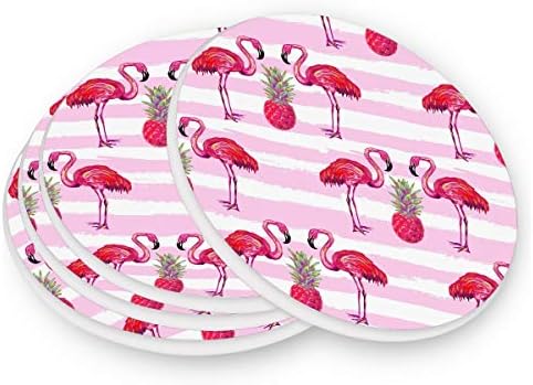 visesunny Piros Flamingó, Ananász Csíkos Italt Hullámvasút Nedvesség Elnyelő Kupa Szőnyeg Kő Alátétek a Parafa Alap Asztali Védelem Megakadályozza,