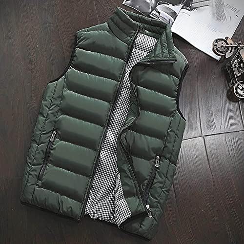Téli Üzleti Túlméretezett Kabát Férfi Ujjatlan Klasszikus Egyszínű Könnyű Kabát Mock Nyak Zipper6