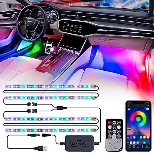 Xprite Dreamcolor USB LED Autó Belső Világítás Szalag Szett, w/Távoli & Bluetooth ALKALMAZÁS, Vezérlés, Footwell Alatt Dash RGB