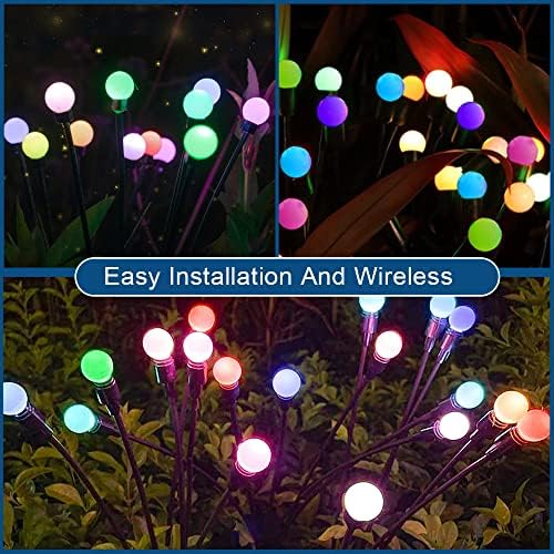 Nibobeso 2Pack 10 LED Starburst Imbolygott Napelemes Lámpák,Kültéri Firefly Fények Vízálló Napelemes Kerti Dekorációs Világítás