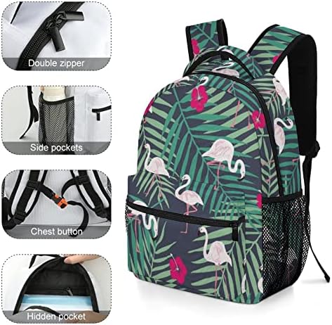 Trópusi Flamingo, illetve Levél Utazási Hátizsákok Divat válltáska, Könnyű Multi-Pocket Daypack Iskolai Tanulmányi Munka Bevásárlás