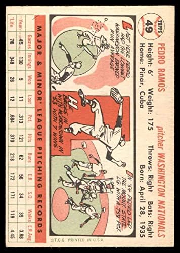 1956 Topps Baseball 49 Pedro Ramos Kiváló (5, 10) által Mickeys Kártyák