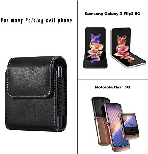 telefon tok Kompatibilis a Samsung Galaxy Z Flip 3,Z Flip3 5G, Z Flip 2 Bőr mobiltelefon Öv Tok,Kompatibilis Motorola razr