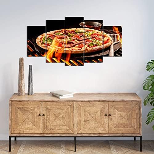 LyerArtork Élelmiszer Vászon Wall Art olasz Pizza Képeket, Fali Dekor, hogy A Kép Nyomtatás, Vászon, Nagy 5 Panel Mű Modern Otthon