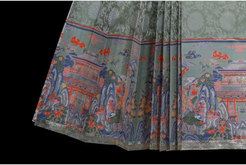 A Ming-Dinasztia Ló Arcát Szoknya Hagyományos Kínai Stílusú Szatén Fold Hanfu Nők Vintage EN8 Narancssárga Ruha