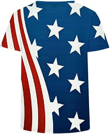 Amerikai Zászlós póló Női Függetlenség Napja Maximum Nyári Rövid Ujjú, V Nyakú Ing, Alkalmi Divatos Laza Póló Blúz