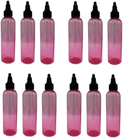 4 oz Rózsaszín Cosmo Műanyag Palackok -12 Pack Üres Üveget Újratölthető - BPA Mentes - illóolaj - Aromaterápia | Fekete Twist