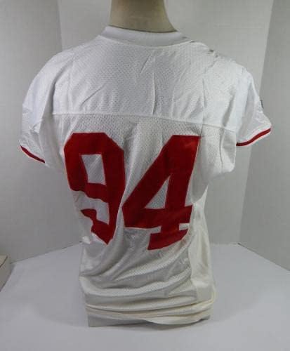1995-ben a San Francisco 49ers Dana Stubblefield 94 Játék Kiadott Fehér Jersey 52 369 - Aláíratlan NFL Játék Használt Mezek