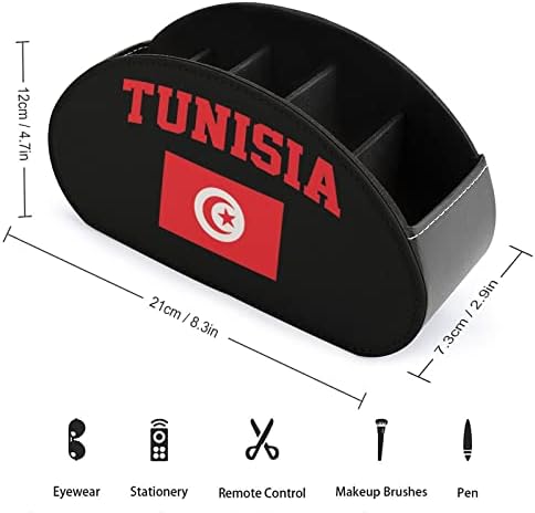 Tunézia Zászló TV Távirányító Birtokosai Divat Bőr Tároló Box Office Asztali Szervező 5 Rekesz
