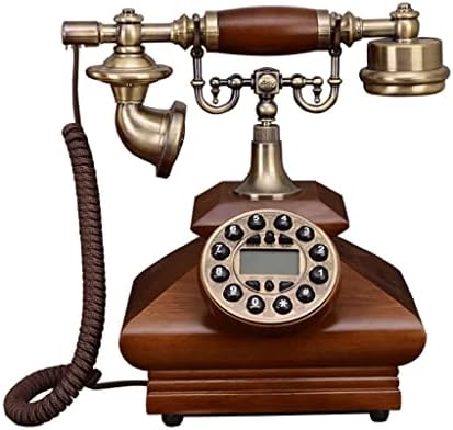 SJYDQ Antik Retro Telefon Tömör Fa Vezetékes Dekoráció, Gombot, Tárcsázza a Hívófél-AZONOSÍTÓ, Háttérvilágítású Kihangosító Hívás