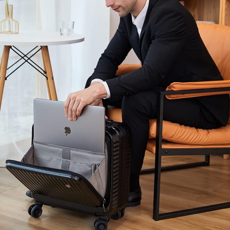 S Egyesülnek Csillagos 18 Inch Tovább Poggyász Első Laptop Zseb, Könnyű, kemény héjú ABS+PC+Alumínium Keret Bőröndöt TSA