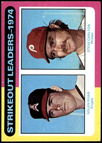 1975 Topps 312 Strikeout Vezetők Nolan Ryan/Steve Carlton Angyalok/Phillies (Baseball Kártya) EX/MT Angyalok/Phillies