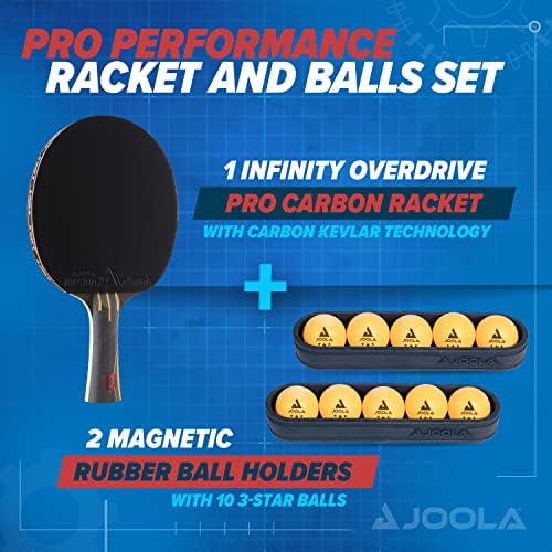 JOOLA Infinity Overdrive Ping-Pong Lapát & asztalitenisz Készletek, Ütő Carbon Kevlar & Dupla Fekete Extrém Sebességet, Gumi,