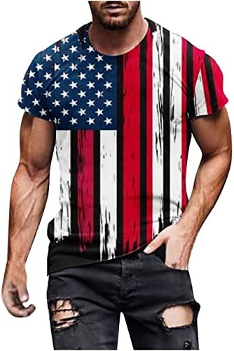 lcepcy Férfi Nagydarab Amerikai Zászlós Póló, Alkalmi Legénység Nyak Rövid Ujjú póló július 4-én Hazafias Tees