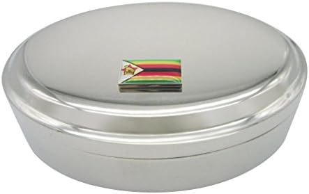 Zimbabwe Zászló Ovális Medál Bizsu Ékszer Doboz