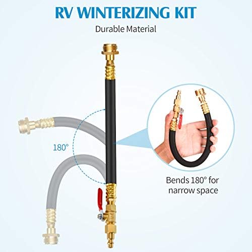 12 Inch RV Winterizing Kit Sprinkler Defekt Adapter elzáró Szelep Kompresszor Szett a Férfi, mind a Női Gyors Csatlakozó Adapter