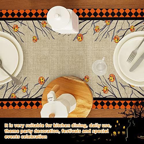 Boldog Halloween asztali Futó 72 cm, Kísérteties Tök asztali Futó a Konyha Étkezési Kávét, vagy Beltéri, mind Kültéri Haza Felek Dekoráció