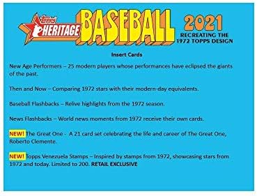 2021 Topps Örökség Baseball Fogas Csomag