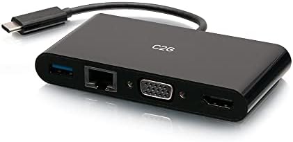 USB-C® HDMI®, VGA, USB-A, valamint RJ45 Többportos Adapter - 4K 30Hz - Fekete