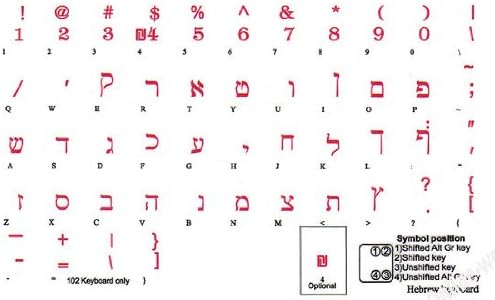 Héber Átlátszó Háttér Billentyűzet Matrica, PIROS Betűk a Számítógép, LAPTOP, Asztali