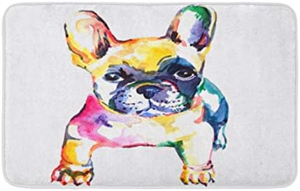 Adowyee 16x24 Szőnyeg Francia francia Bulldog Eredeti Akvarell Kutya Szivárvány Aranyos, Hangulatos Fürdőszoba Decor Fürdő