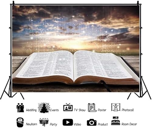 AWERT12x8ft Szent Biblia Hátteret Egyház Hátteret, Bölcsesség, Fény Bokeh Naplemente Jézus Krisztus Biblia Videó Háttér Húsvéti Hátteret Biblia
