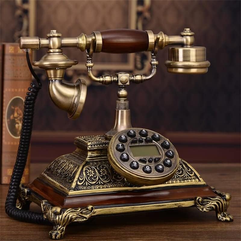 GaYouny Divat Telefon Haza Telefon Régimódi Vezetékes Klasszikus Telefon Stílus Haza Európai Irodai Asztal (Szín : Barna)