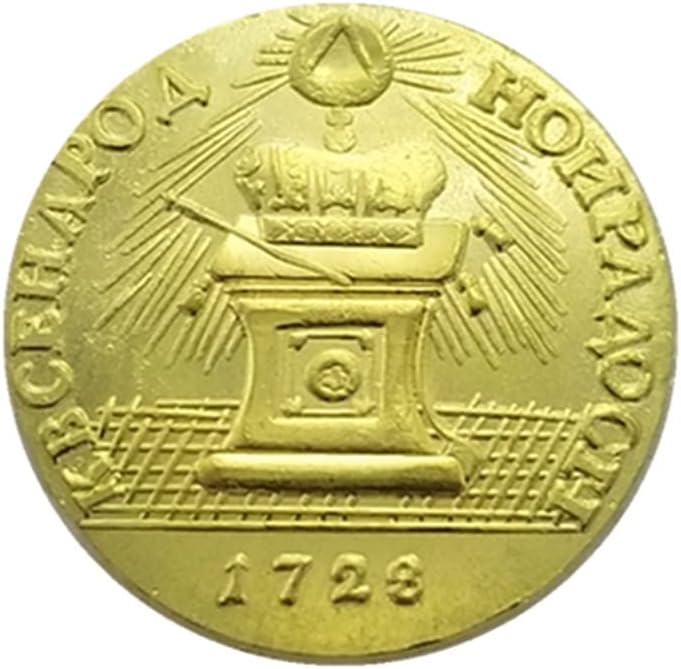 AVCITY Antik Kézműves Oroszország 1728 Oroszország Arany Jelvény Ezüst Dollár 1771