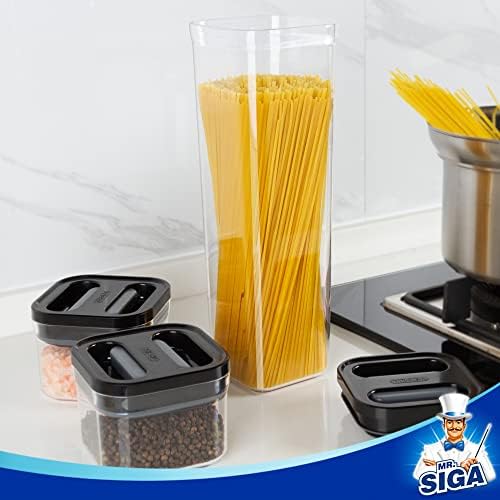 MR SIGA 4 Csomag Légmentes Élelmiszer-Tároló Tartály Készlet, BPA Mentes Konyha, Kamra Szervezet Tartályokat, Egy Kézzel Légmentes Zabpehely