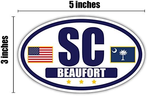 Zászló Dél-Karolina/Amerikai Zászló Ovális 3M Vinyl Matrica Matrica | Navy & Arany Beaufort, SC Matrica Vinyl Matrica