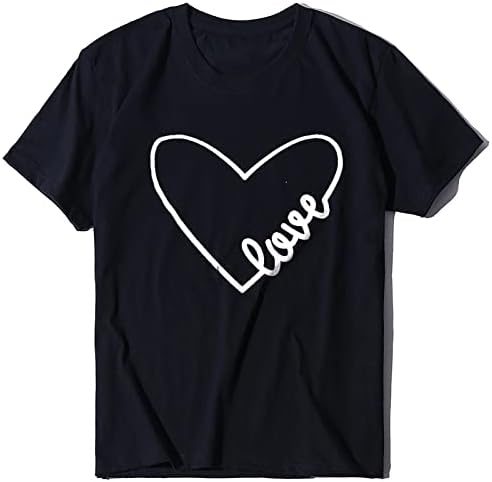 Camiseta de a manga corta con cuello redondo de San Valentín para mujer 546