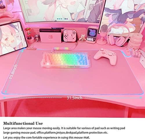 MIYAV Rózsaszín RGB Gaming Mouse Pad 31.5x15.8 Inch PC XL Nagy Kiterjesztett Izzó Led világít Asztal Pad Csúszásmentes Gumi Alap Számítógépes