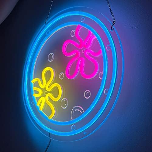 MewNeon Ocean World Hajóablak Neon Lámpák, Gyerek Szoba,Virágok Világ ,a Tenger Alatt Hajóablak Neon felirat Dekoráció,,Kézzel