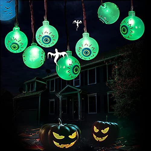 Joiedomi Halloween Dekoráció Szemgolyó String Fények, 20.6 Ft 40 LED-es elemes Vízálló Dekoratív Lámpák 8 Módok Távirányító Beltéri/Kültéri