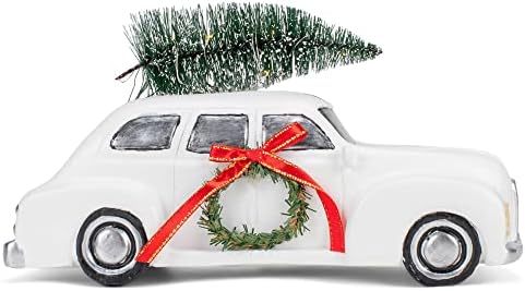 Kigyullad az Autó, Fa White 8.5 x 4.5 Gyanta Kő LED Karácsonyi Figura
