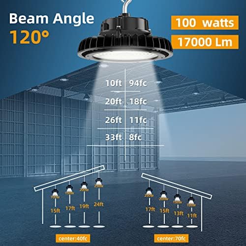 Adiding UFO Nagy LED Fény Bay 100W AC100-277V Fényes 170LM/W 0-10V Szabályozható 17000LM Tornaterem Fény 6.56 ft Kábel US