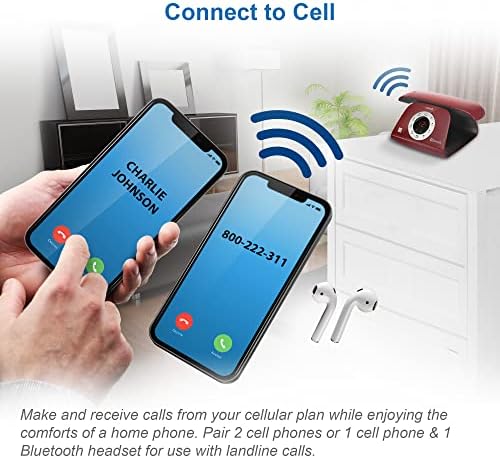 VTECH VS122-16 Retro-Design DECT 6.0 Vezeték nélküli Telefon: Bluetooth Csatlakozás Sejt, Call Blocker, Üzenetrögzítő, Full Duplex Kihangosító,