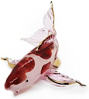4.5 Hosszú Koi Hal Fújt Üveg Figura Miniatűr Piros, Fehér, Ponty Ábra Japán Állat Kézműves Szerencsés, Ajándék, Dekoráció