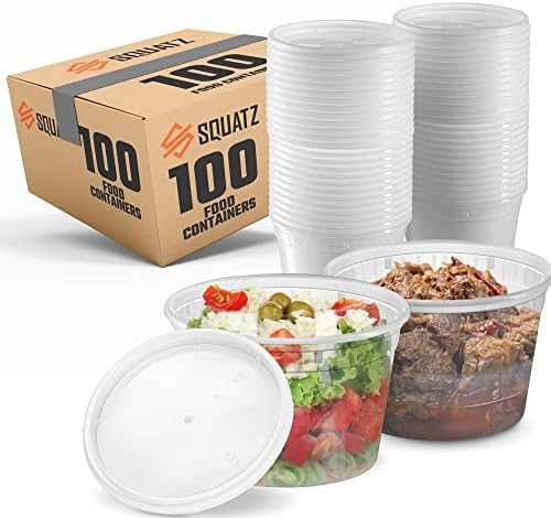 SQUATZ 100 Mikrózható Élelmiszer-Tartály - 16oz Áttetsző Étkezés Doboz Tároló szemhéjakkal, Ideális Tárolására Levesek, Fűszerek, Szószok,