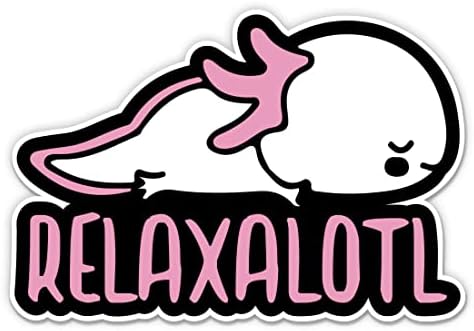 Relaxalotl Vicces Axolotl Matrica - 3 Laptop Matrica - Vízhatlan Pvc Autó, Telefon, Víz, Üveg - Aranyos, Vicces Lusta Axolotl