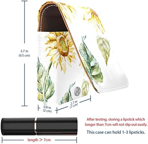 Akvarell Napraforgó Bőr Smink Rúzs Esetben a Tükör Mini Smink Táska Napi Touch-up